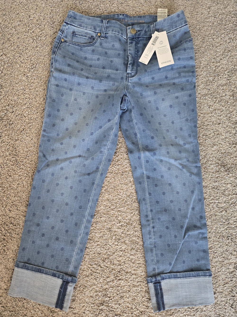 Chico's Light Blue Polka Dot Cropped Jeans